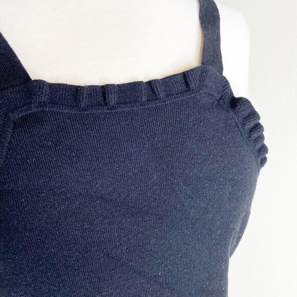 Milly Black Ruffle Hem Sweater Tank Large - Picture 3 of 7
